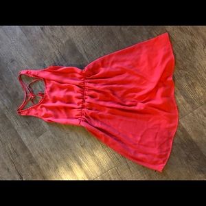Red, strappy backless dress
